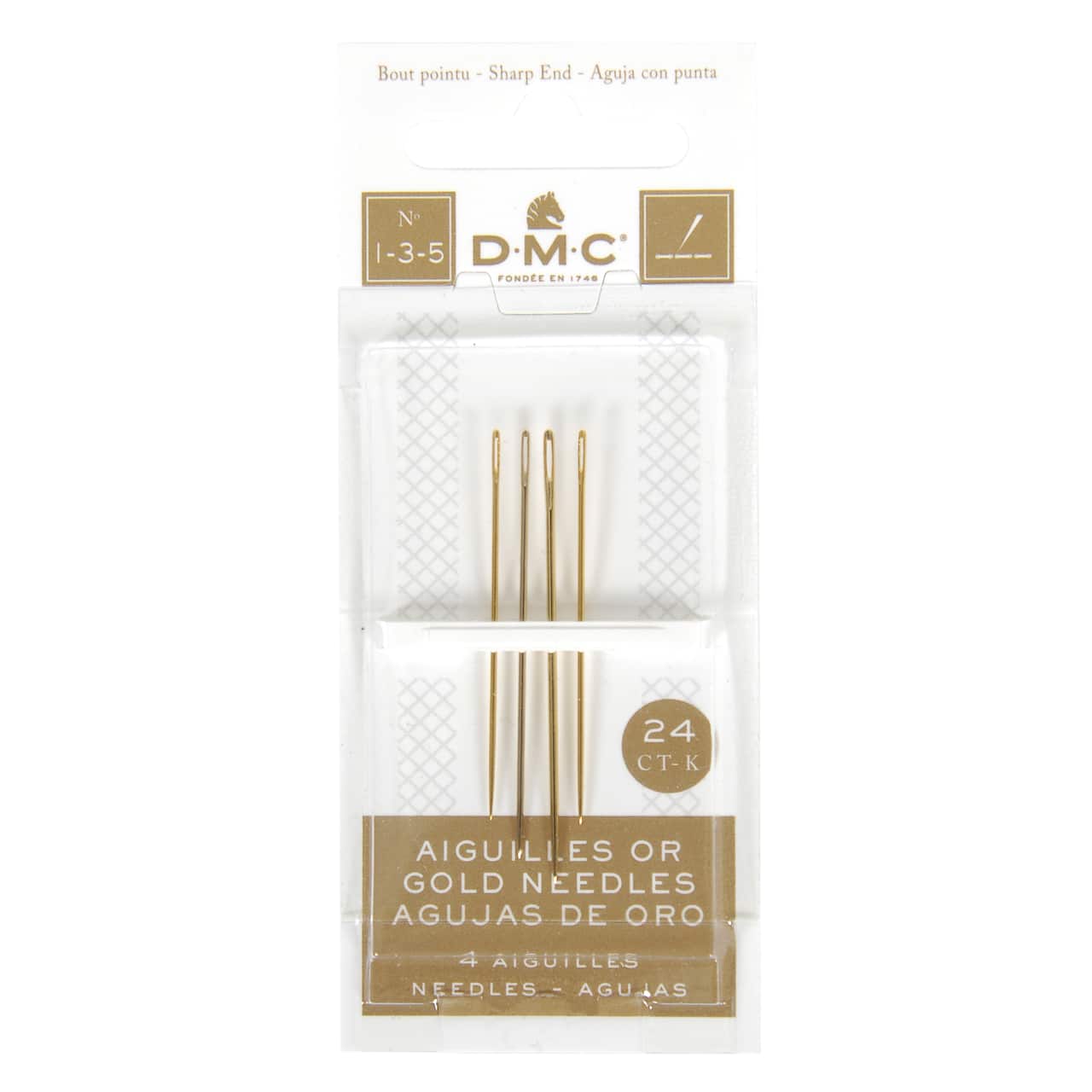 Gold Embroidery Needles, Size 1,3,5